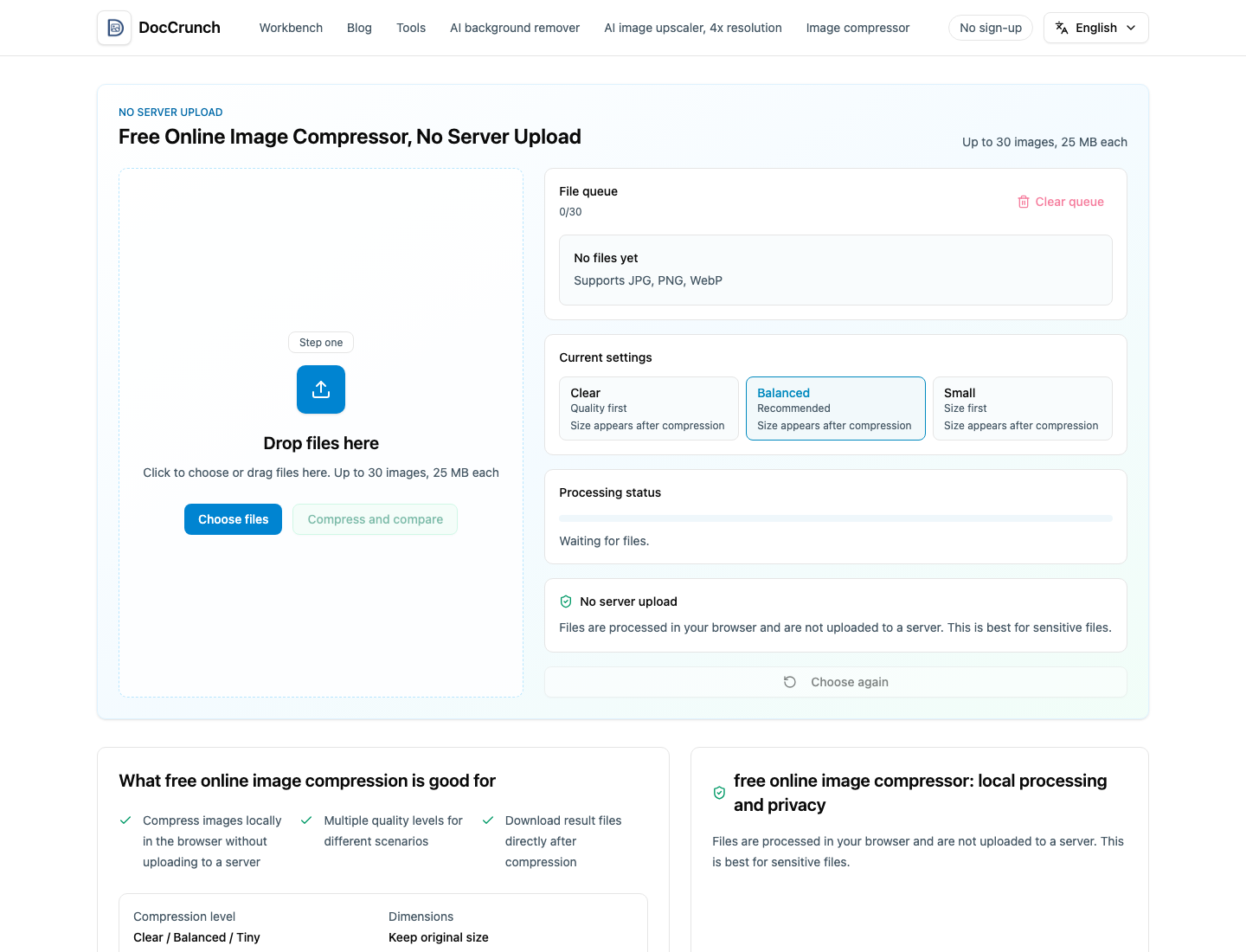 DocCrunch image compressor interface